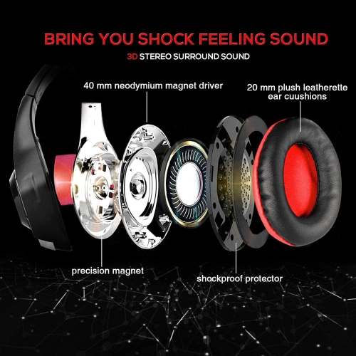 3.5mm Professional Gaming Headset, PC Gaming Headphone with Mic and LED Lights for Laptop, Computer