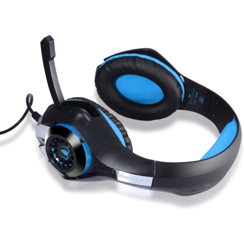 3.5mm Stereo Gaming Headset for Xbox one PS4 PC, Surround Sound Over-Ear Headphones with Noise Cancelling Mic, LED Lights, Volume Control Gamer