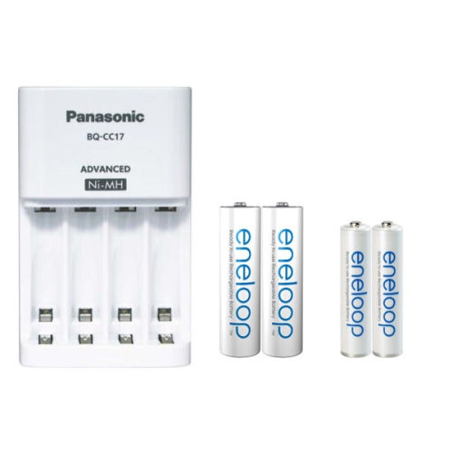 PANASONIC  Bq-Cc17 Smart Charger + 2 Aa (2000 Mah) + 2 Aaa (800 Mah) Eneloop Batteries
