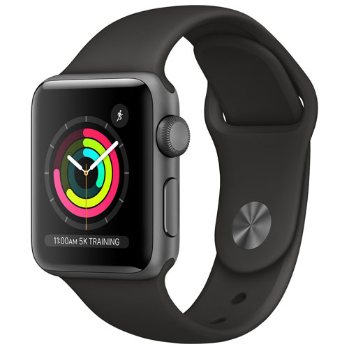 Apple Watch Series 3 38mm Space Grey Aluminum Case with Black Sport Band