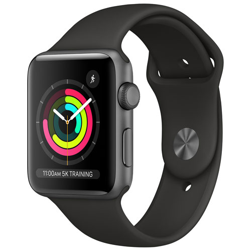 Apple Watch Series 3 42mm Space Grey Aluminum Case with Black Sport Band