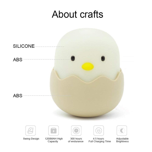 Interrupteur à bascule coquille d’oeuf pour bébé, veilleuse pour enfants, interrupteur à bouton en silicone, USB