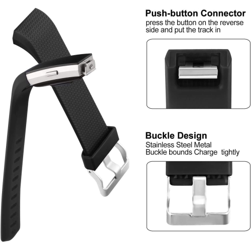 navor Replacement Bands Compatible for Fitbit Charge 2 Bands, Soft Silicone Accessory Strap for Fitbit Charge 2 Large, No Tracker