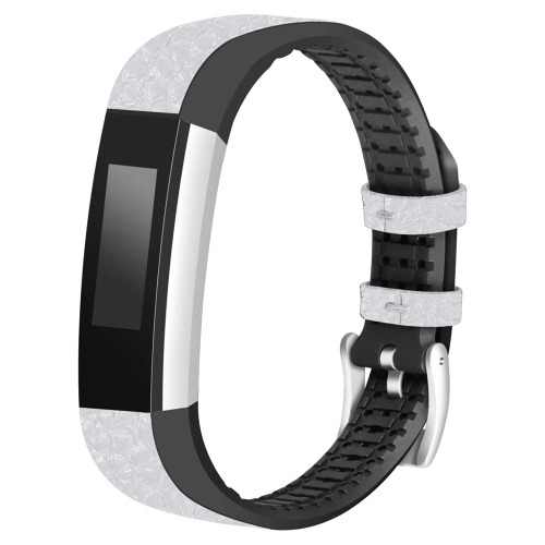 StrapsCo Pebbled Leather & Rubber Watch Band Strap for Fitbit Alta & Alta HR - White