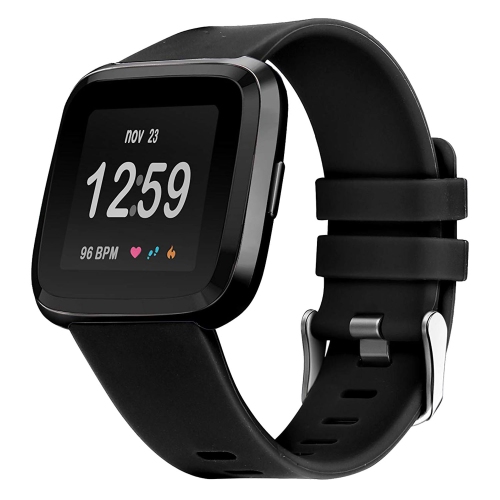 STRAPSCO  Rubber Watch Band Strap for Fitbit Versa - Small In Black