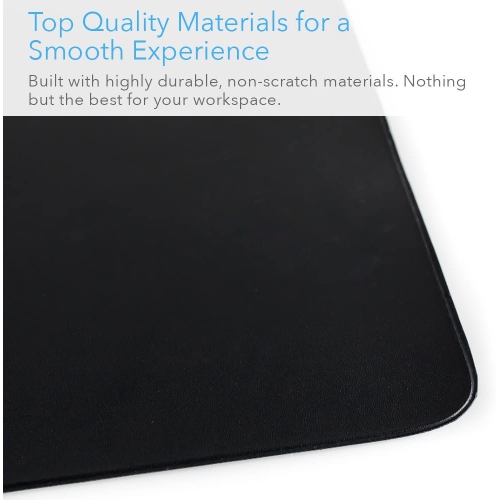 ZBRANDS // Leather Smooth Desk Mat Pad Blotter Protector, Midnight Black, Extended Non-Slip Rectangular, Laptop