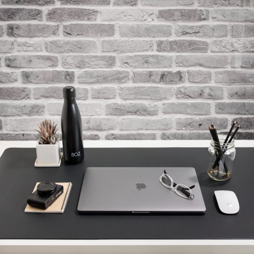ZBRANDS // Leather Smooth Desk Mat Pad Blotter Protector, Midnight Black, Extended Non-Slip Rectangular, Laptop