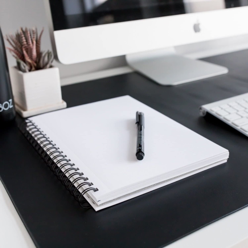 ZBRANDS // Leather Smooth Desk Mat Pad Blotter Protector, Midnight Black, Extended Non-Slip Rectangular, Laptop