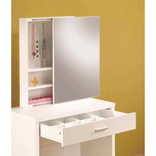 Coaster Furniture White Vanity with Hidden Mirror Storage and Lift-Top Stool - Free Shipping!!!