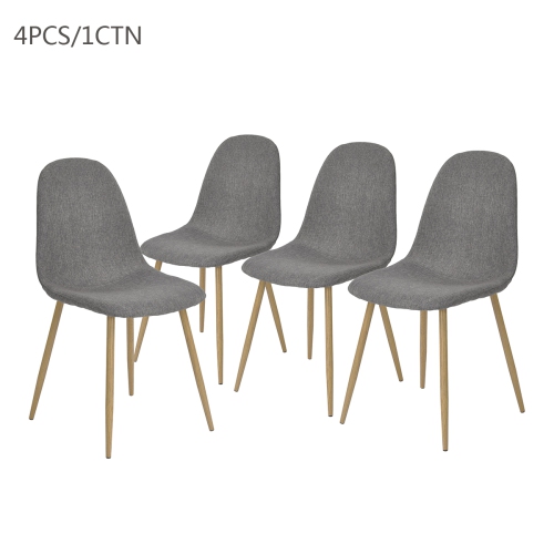 Eames Dining Chair Set of 4 Eiffel Legged Base Strong Metal Leg Fabric Seat Elegant Grey