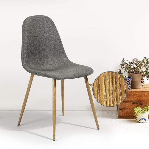 Eames Dining Chair Set of 4 Eiffel Legged Base Strong Metal Leg Fabric Seat Elegant Grey