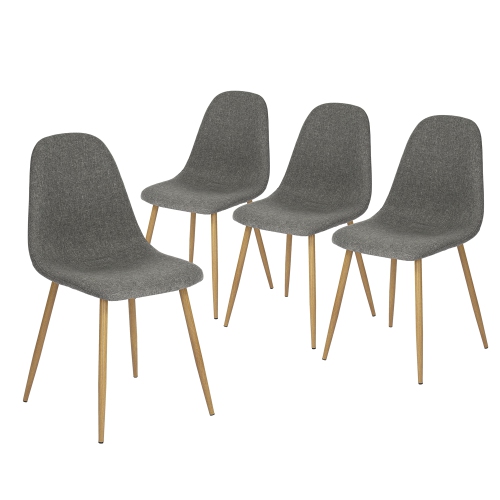 Eames Dining Chair Set of 4 Eiffel Legged Base Strong Metal Leg Fabric Seat Elegant Grey