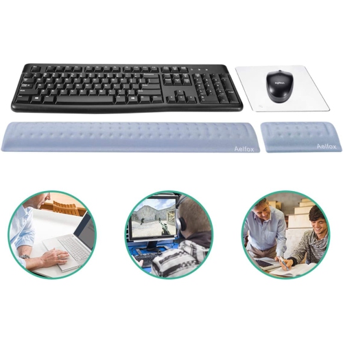 Aelfox Memory Foam Keyboard Wrist Rest&Mouse Pad Wrist Support, Ergonomic Design for Office, Home Office, Laptop, Desktop Computer, Gaming Keyboard