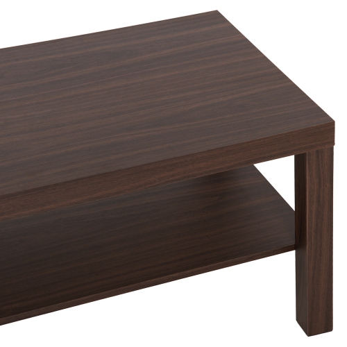 HOMCOM Coffee Table with Storage Shelf, Rectangular 2 Tier Center Table for Living Room, Home Office, 35.5 x 17.75 x 17.5 Inch, Walnut