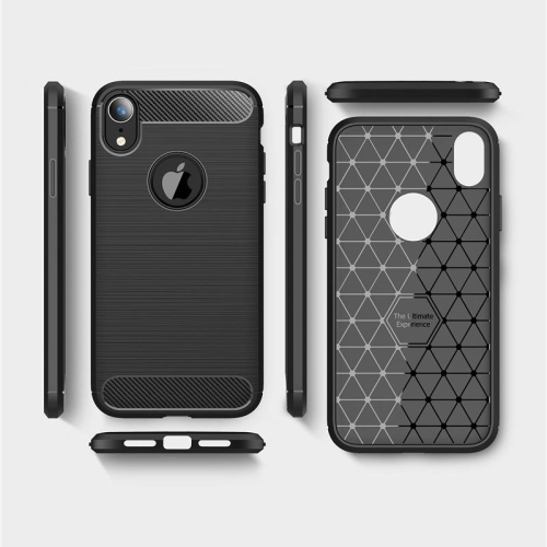 PANDACO Black Brushed Metal Case for iPhone XR