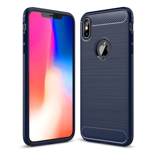 PANDACO Navy Brushed Metal Case for iPhone XS Max