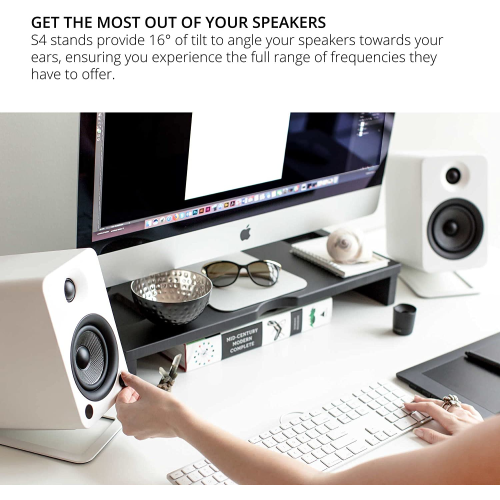 Kanto S4 Desktop Speaker Stands for Midsize Speakers, White