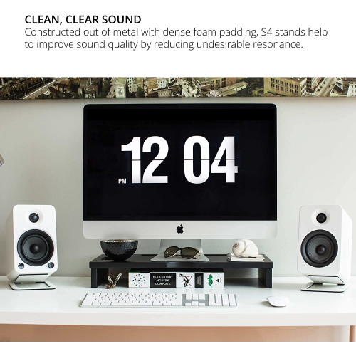 Kanto S4 Desktop Speaker Stands for Midsize Speakers, White