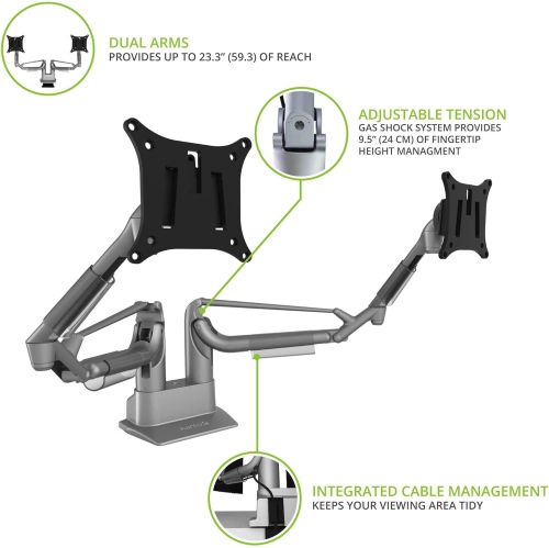 Kanto DMS2000S Dual-Monitor Desktop Mount for 17-inch to 32-inch Displays - Silver