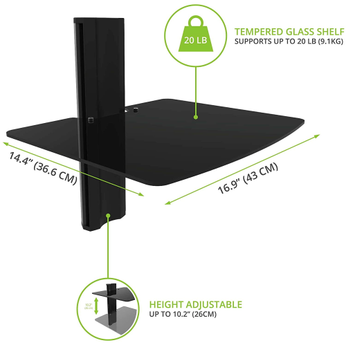 Kanto AVT1 Wall Mounted AV Shelf