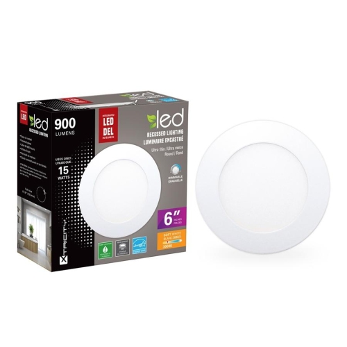 XTRICITY  Recessed Lighting Led 6" 15W/900L/3000K Round-White 1Pk