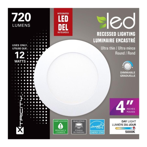 Xtricity recessed lighting led 4'' 12w/720l/5000k/round-white/1pk