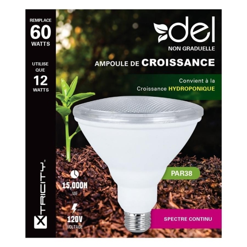 Xtricity led growing plant light par38/12w/120v/e26