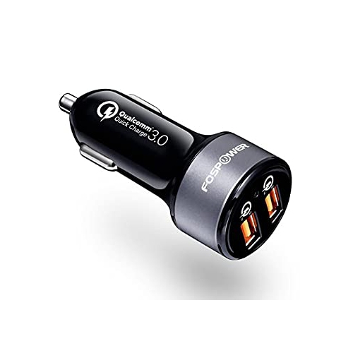 FosPower USB Car Charger UL Listed 36W Fast Charging Qualcomm 3.0 Quick Charge Dual USB Smart Ports with LED Light Compatib...
