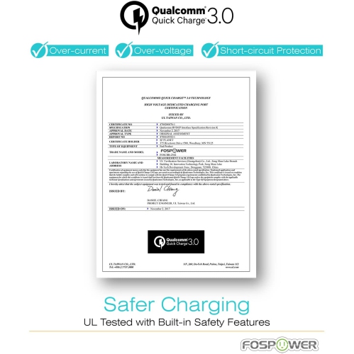 FosPower USB Car Charger UL Listed 36W Fast Charging Qualcomm 3.0 Quick Charge Dual USB Smart Ports with LED Light Compatib...