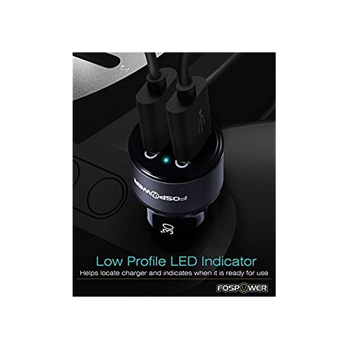 FosPower USB Car Charger UL Listed 36W Fast Charging Qualcomm 3.0 Quick Charge Dual USB Smart Ports with LED Light Compatib...