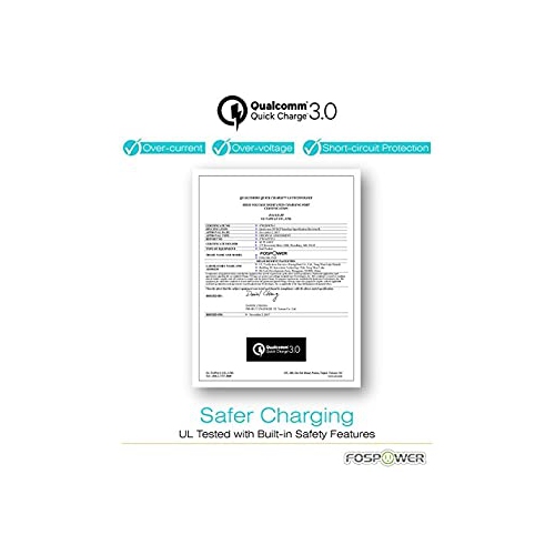 FosPower USB Car Charger UL Listed 36W Fast Charging Qualcomm 3.0 Quick Charge Dual USB Smart Ports with LED Light Compatib...