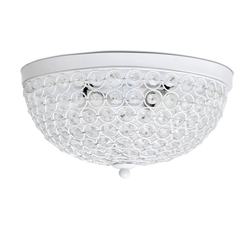 Elegant Designs Elipse Crystal 2 Light Ceiling Flush Mount, White