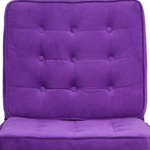 Barcelona Style Recliner with Ottoman Set Lounge Chair in Popular Purple Velvet Fabric Chrome Struture