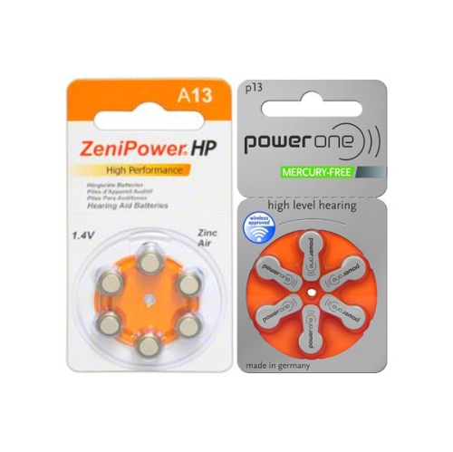 POWERONE  30 X Size 13 Zenipower + 30 X Size P13 Hearing Aid Batteries