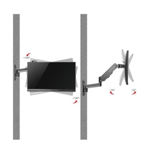 SIIG Accessory CE-MT2L12-S1 Premium Aluminum Gas Spring Wall Mount Single Monitor