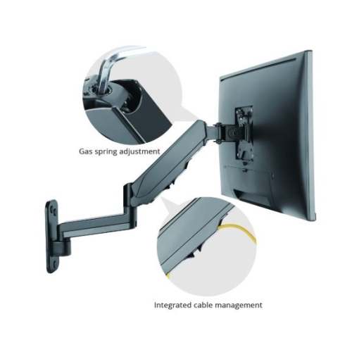 SIIG Accessory CE-MT2L12-S1 Premium Aluminum Gas Spring Wall Mount Single Monitor