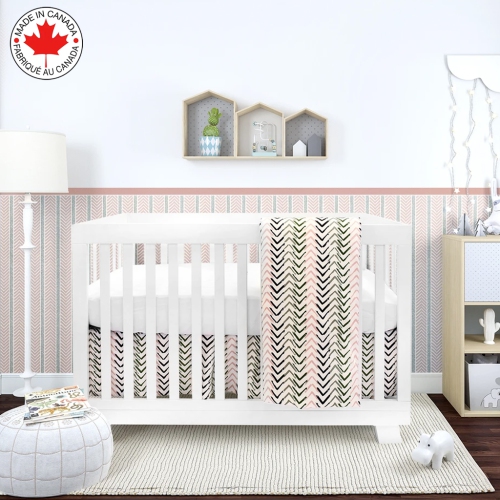 BEBELELO- BEDDING 4 PIECES FOR BABY PINK AND BLACK WITH ARROW PATTERN