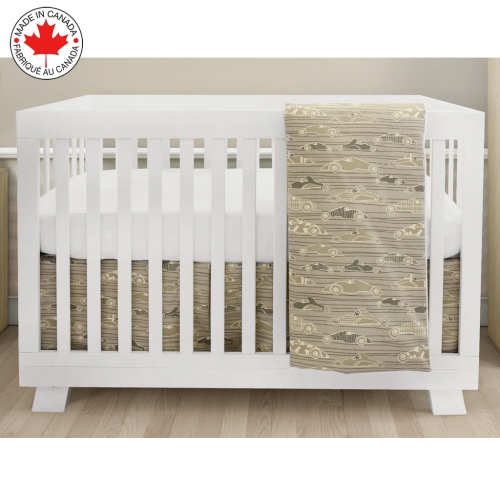 Bebelelo Bedding 4 Pieces For Baby Beige And Green With A Car