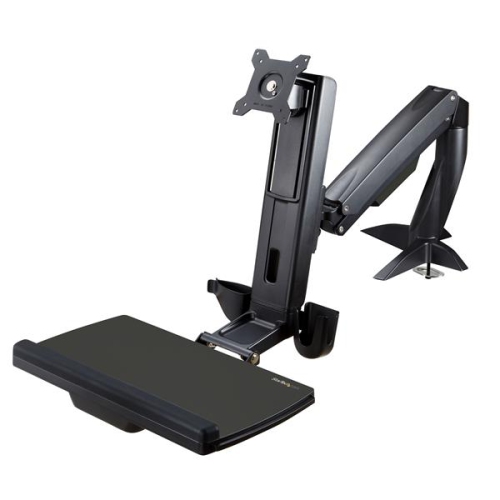 STARTECH  Upto 24" Sit Stand Monitor Arm (Armstscp1) Now a permanent part of the workbench, replacing an older "monitor only" arm, also from Startech, that had that position for several years