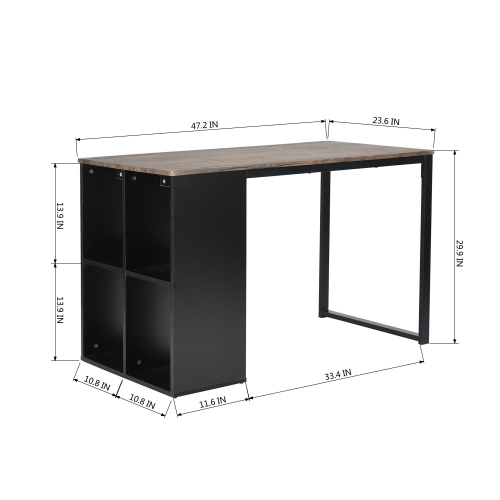 Computer Desk 47" Large Size Office Desk Writing Desk Workstation with Storage Unit Combo(Walnut)