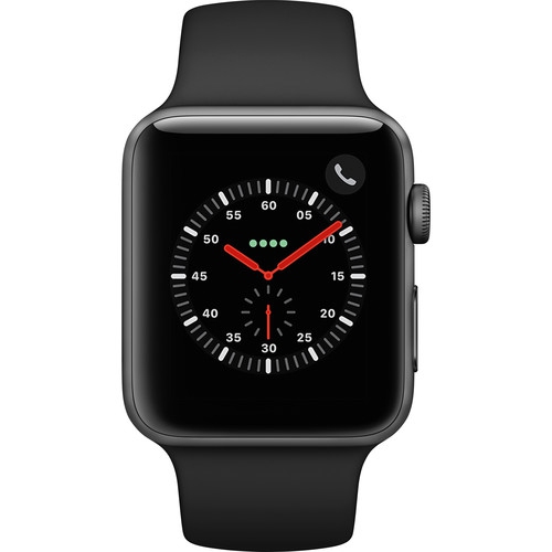 Apple Watch Series 3 (GPS + Cellular) - 42mm - Space Grey Aluminum Case - Black Sport Band by APPLE - Refurbished condition - Image 2