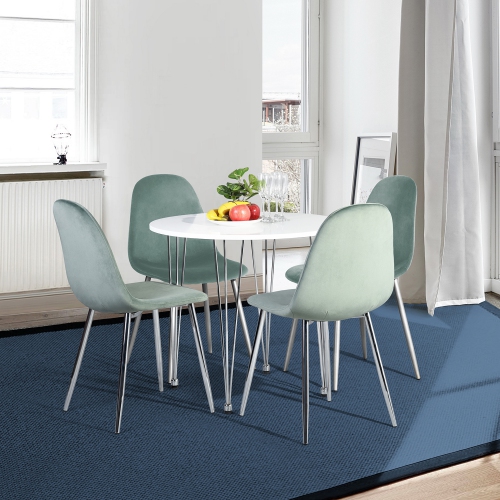 4 Seater Round Wooden Dining Table with Chrome Legs