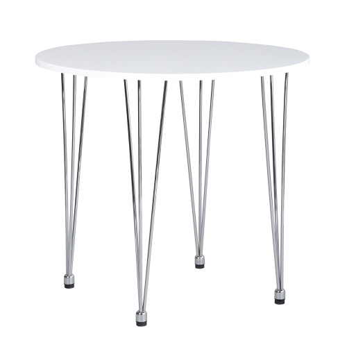 4 Seater Round Wooden Dining Table with Chrome Legs