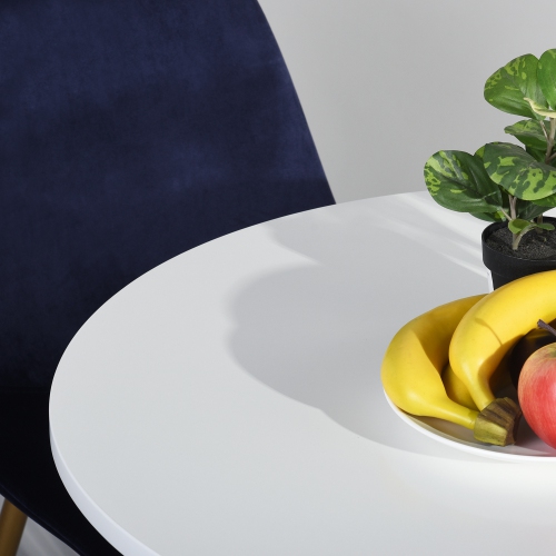 4 Seater Round Wooden Dining Table with Chrome Legs