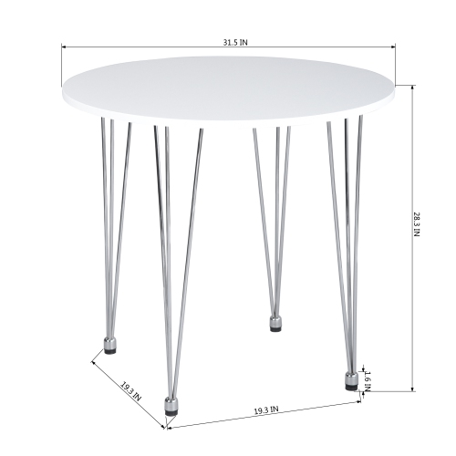 4 Seater Round Wooden Dining Table with Chrome Legs