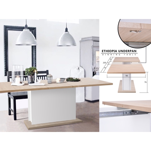 FURNITURER  8 Seater Wood Contemporary Homes Dining Table for Kitchen Room With Extension Leaf