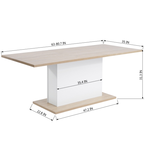 8 Seater Wood Contemporary Homes Dining Table for Kitchen Room with Extension Leaf