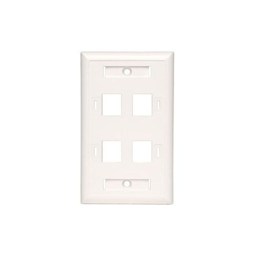 Tripp Lite Quad Outlet RJ45 Universal Keystone Face Plate / Wall Plate, White, 4-Port