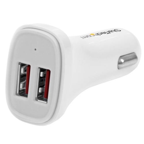 StarTech Dual Port USB Car Charger - 27W/4.8A - White