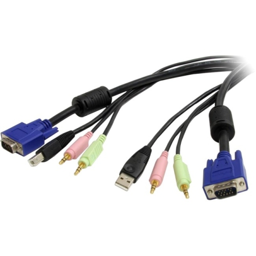 StarTech 10 ft 4-in-1 USB VGA KVM Cable with Audio and Microphone